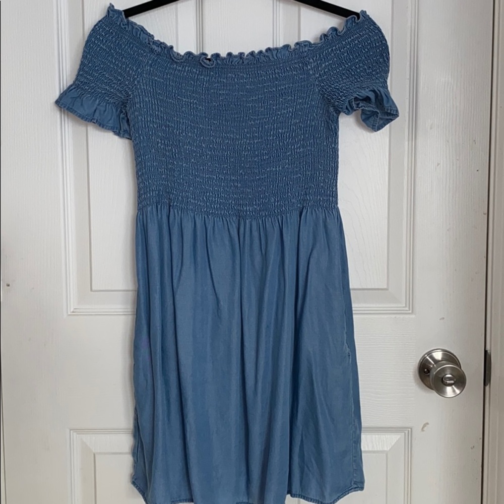Blue Off the Shoulder Dress